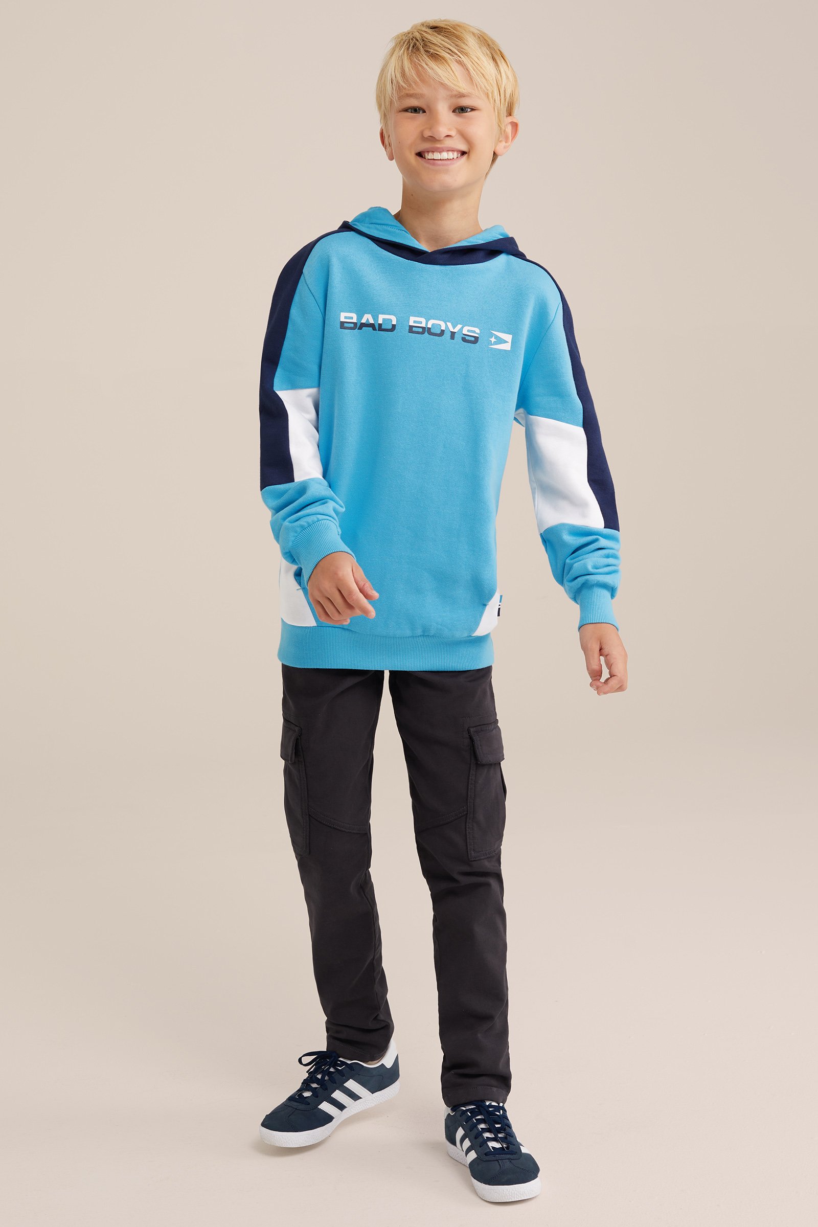 Jongens hoodie met colourblock Bad Boys Lichtblauw