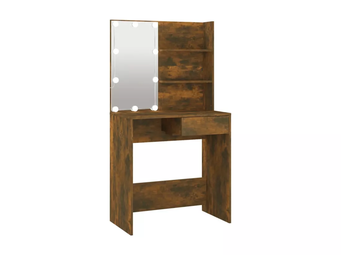 Coiffeuse avec LED Chêne fumé 74,5x40x141 cm