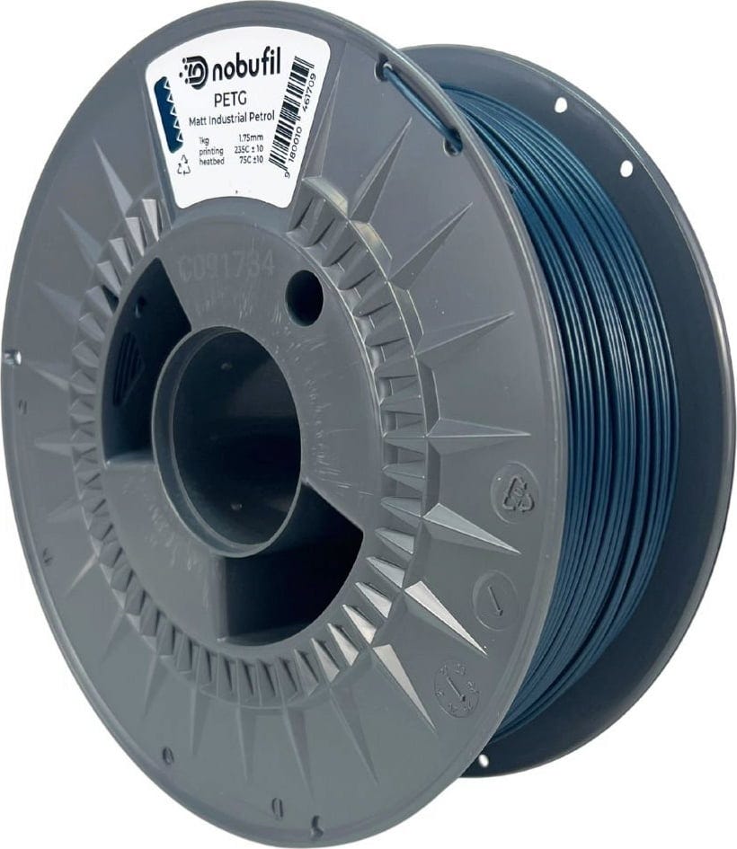 Nobufil  PETG Matt Industrial Petrol, 1,75 mm / 1000 g    Leicht zu druckendes PETG Filament aus recyceltem Kunststoffabfall