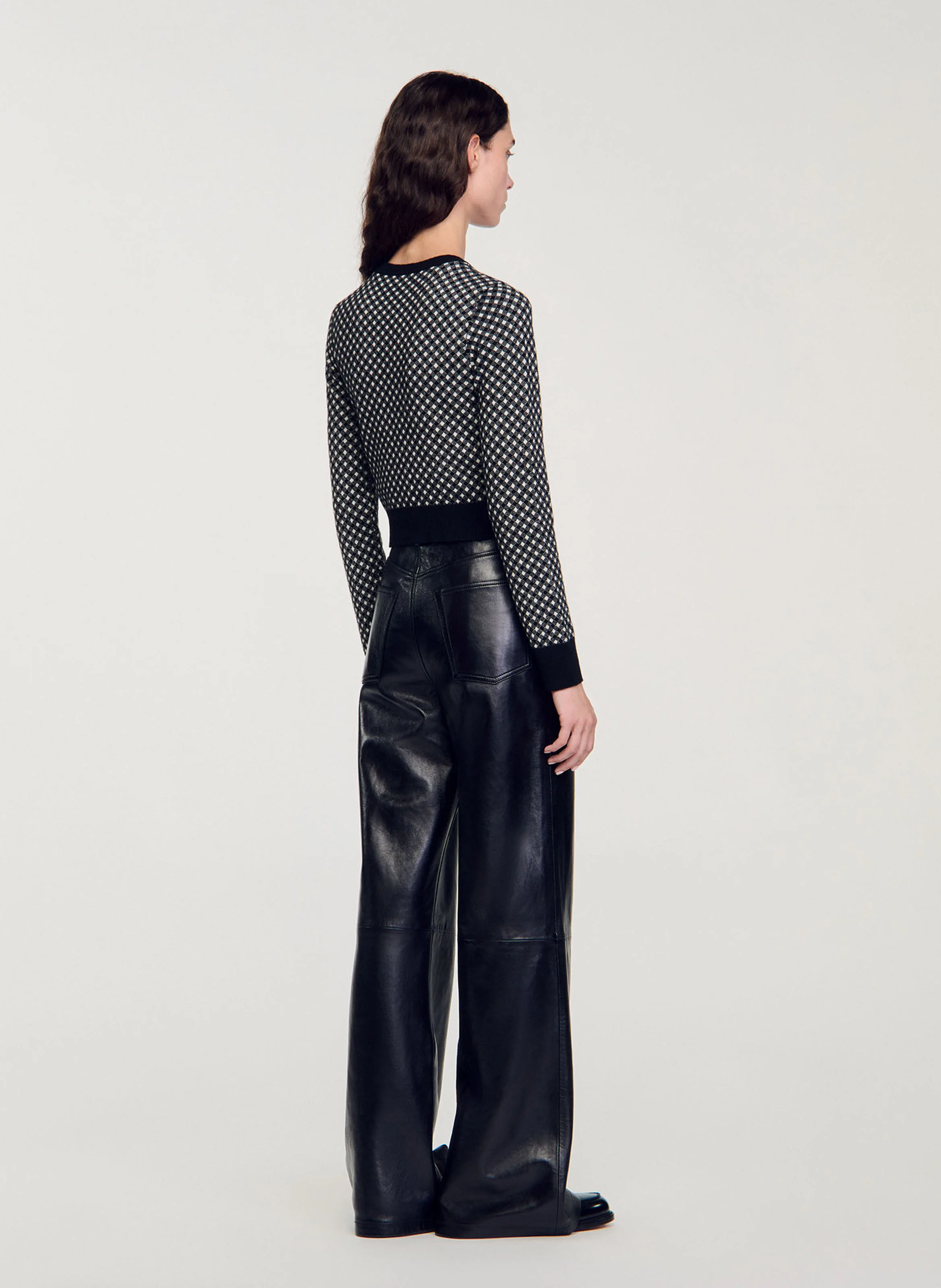 Cardigan col rond en laine mélangée | Noir
