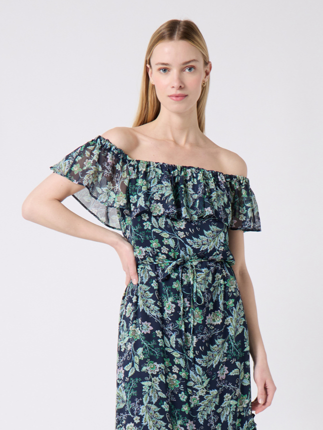 Robe longue cinturée