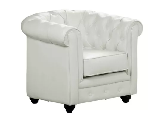 Lot de 2 Fauteuils CHESTERFIELD - Simili Blanc