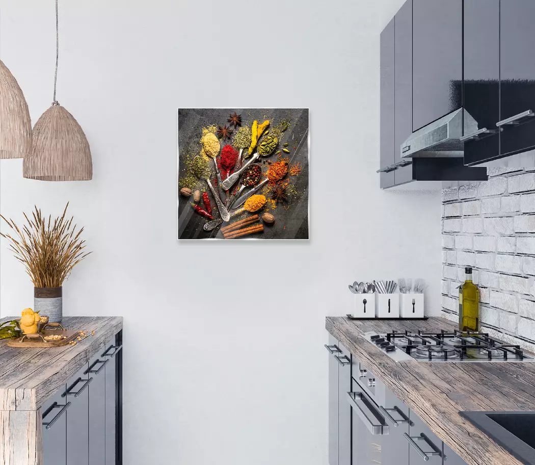 Glasbild 50 x 50 cm Herbs and spices XI