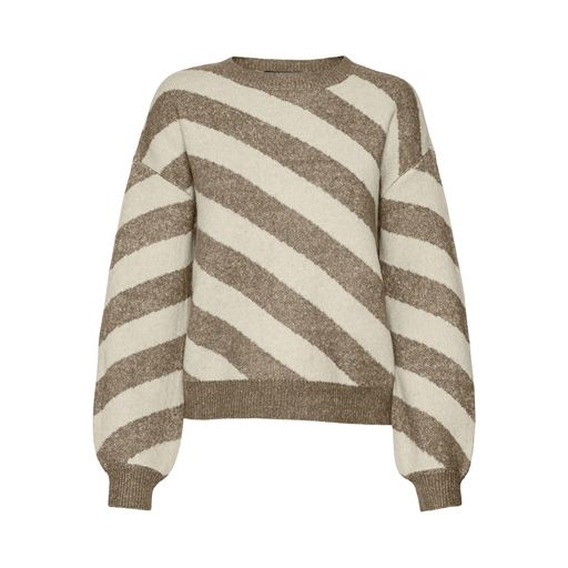 Vero Moda Lara Striktrøje, Silver Mink/Birch, M