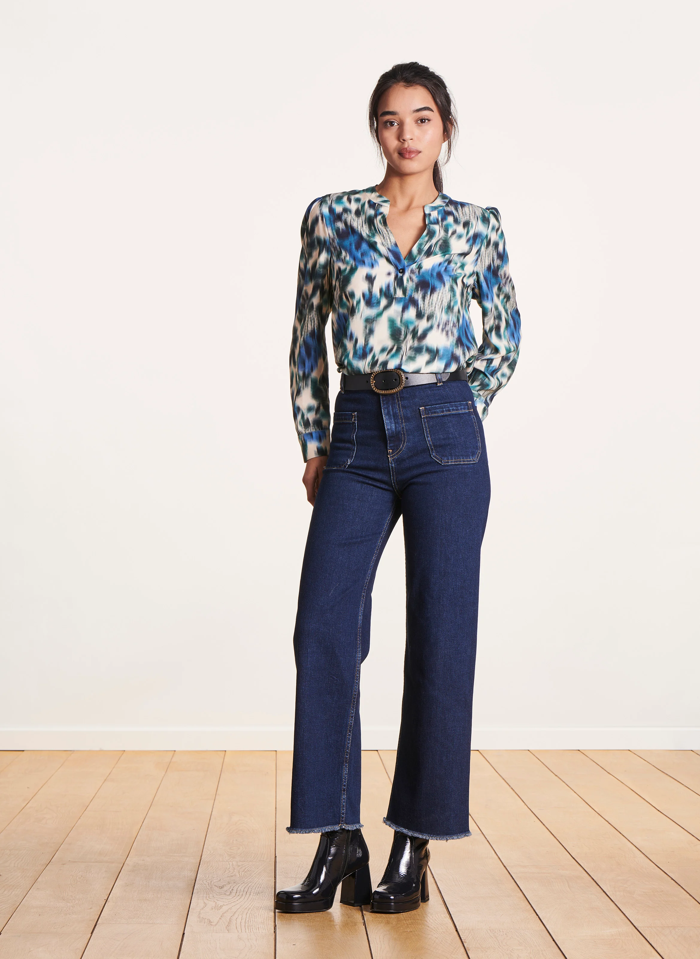 Bottines en cuir venis | Bleu