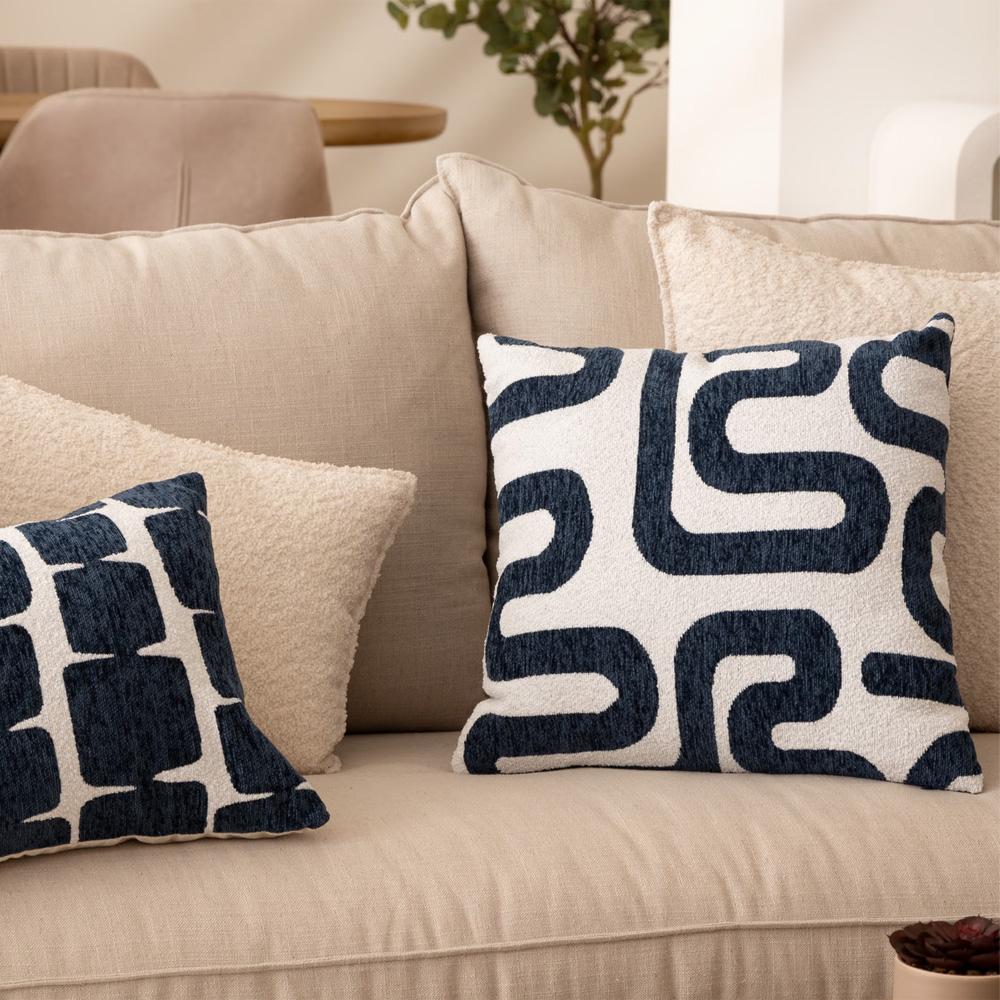 Atmosphera Coussin Blanc/Bleu jacquard Atmosphera Safina 40x40cm