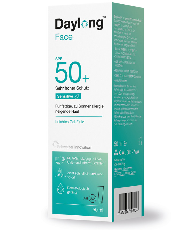 DAYLONG Sensitive Face Gel-Fluid<br>50 ml, Tube, SPF50+