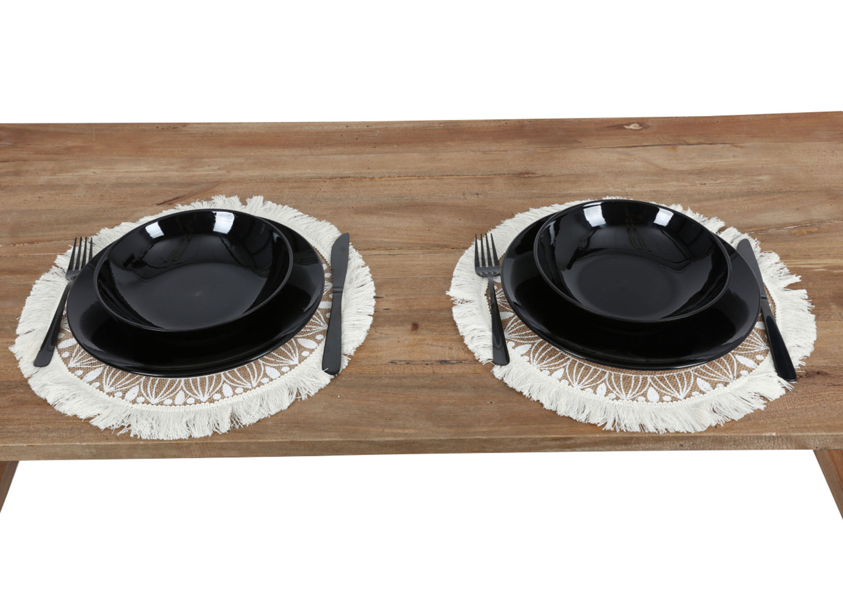 Boho-Platzset aus Jute mit Fransen 38cm