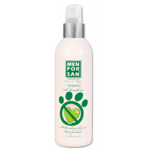 Spray anti-odor Menforsan para cadelas em fase de calor.