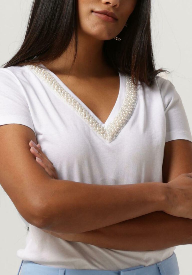 LIU JO witte liu jo t-shirt jersey jewel neck t-shirt