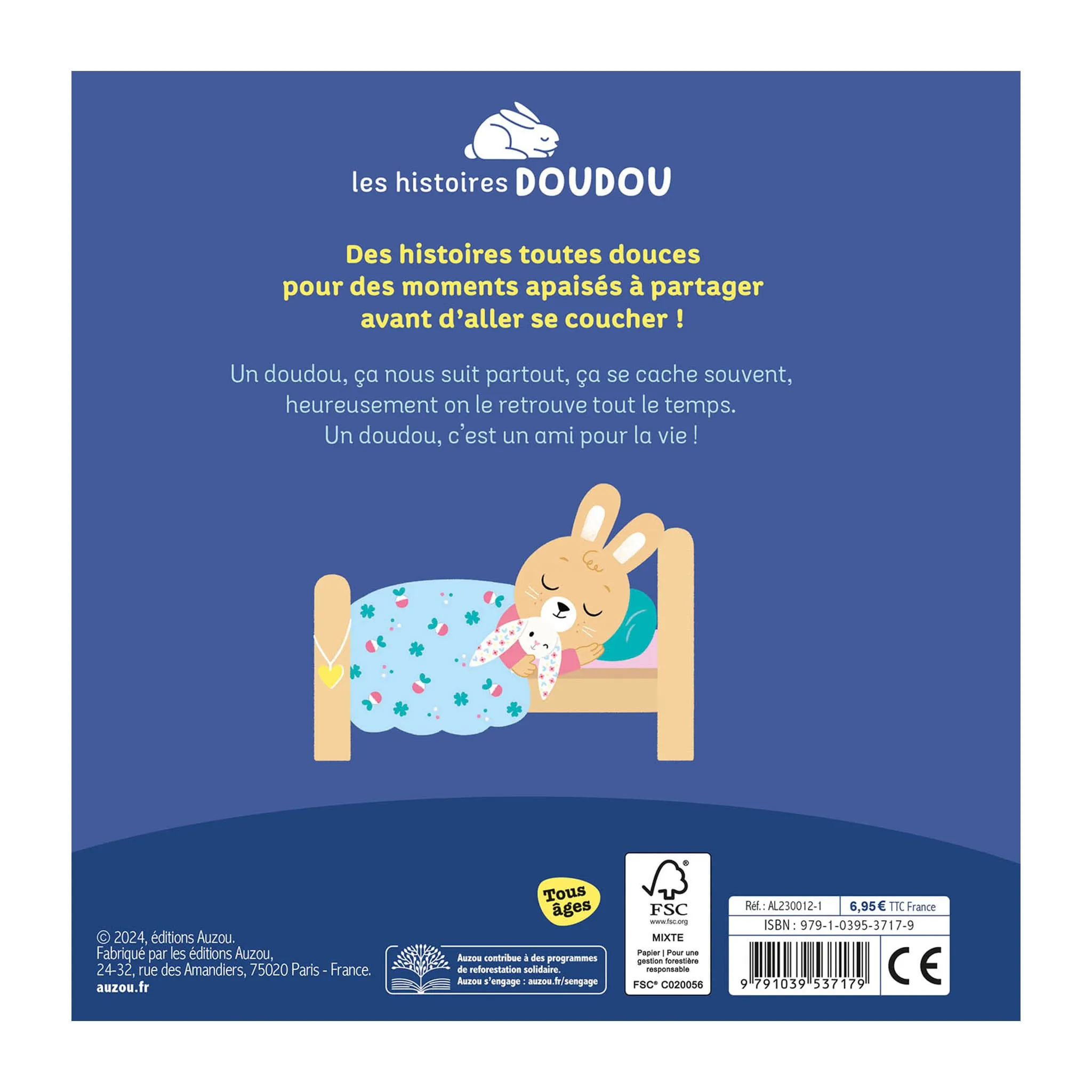 Auzou Mon Doudou Lapin Mon Ami Pour la Vie