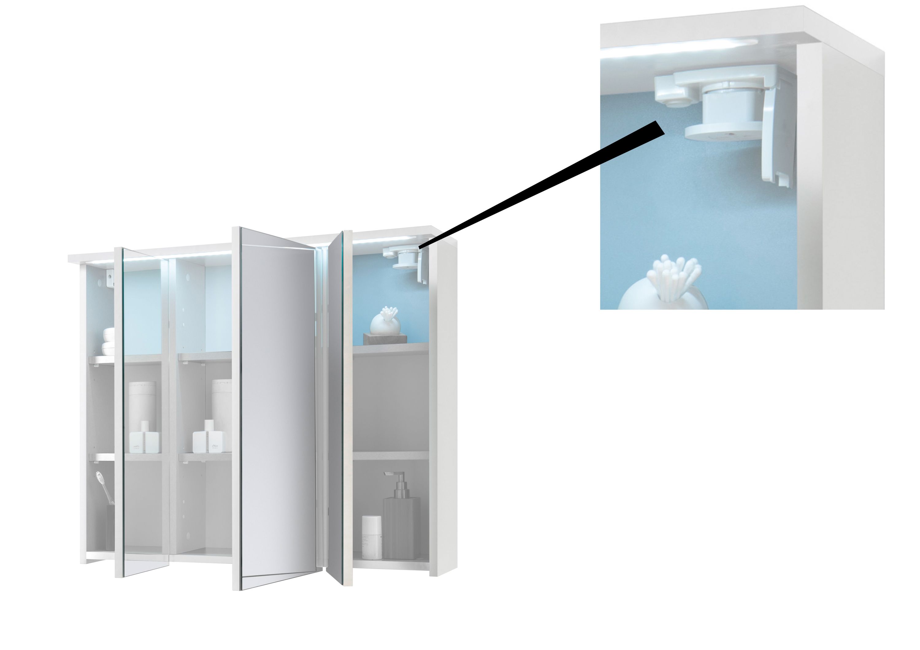 Badmöbel Spiegelschrank DUO 80 mit LED Beleuchtung Weiß