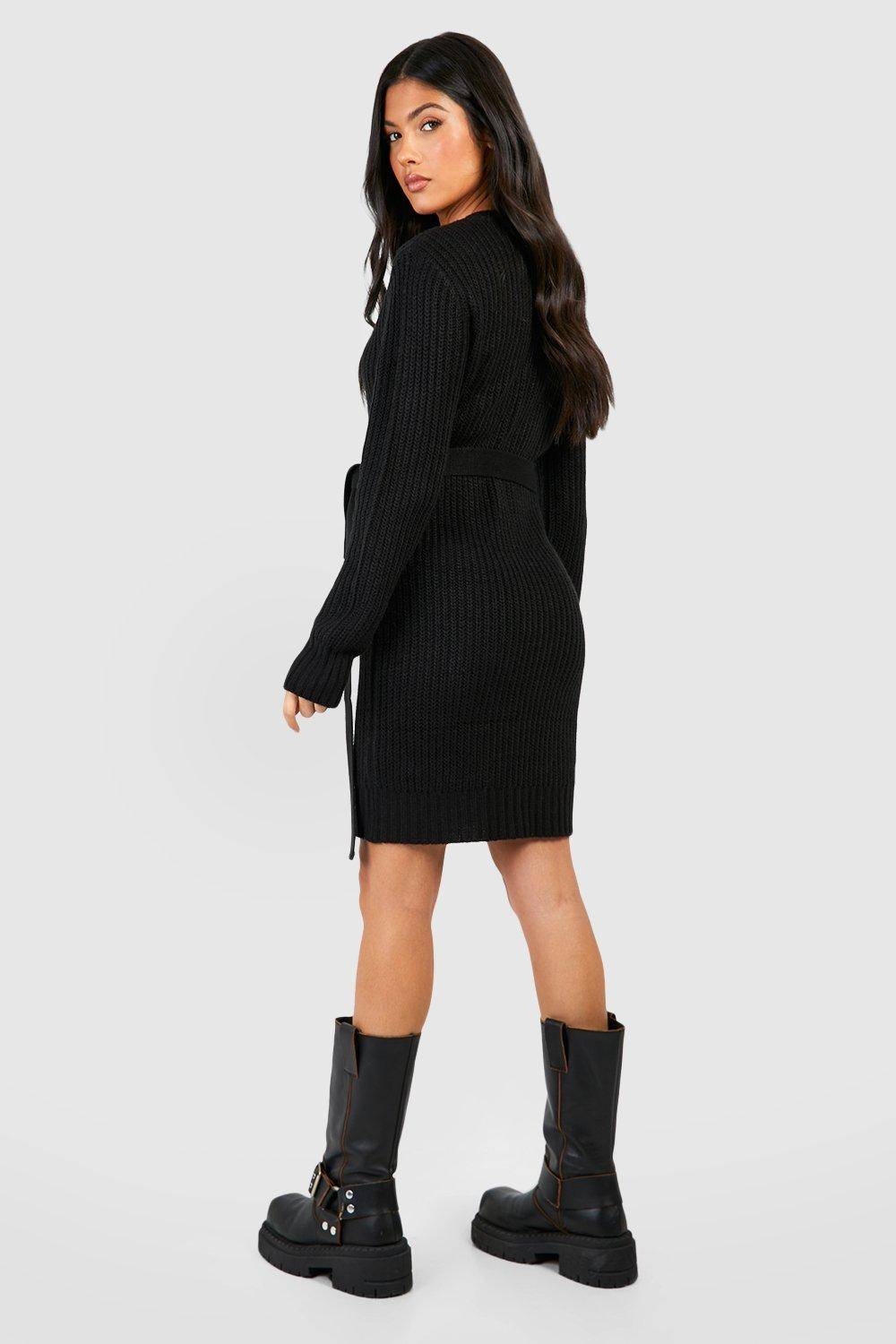boohoo Maternité Robe Pull en Maille Douce à Ceinture Nouable
