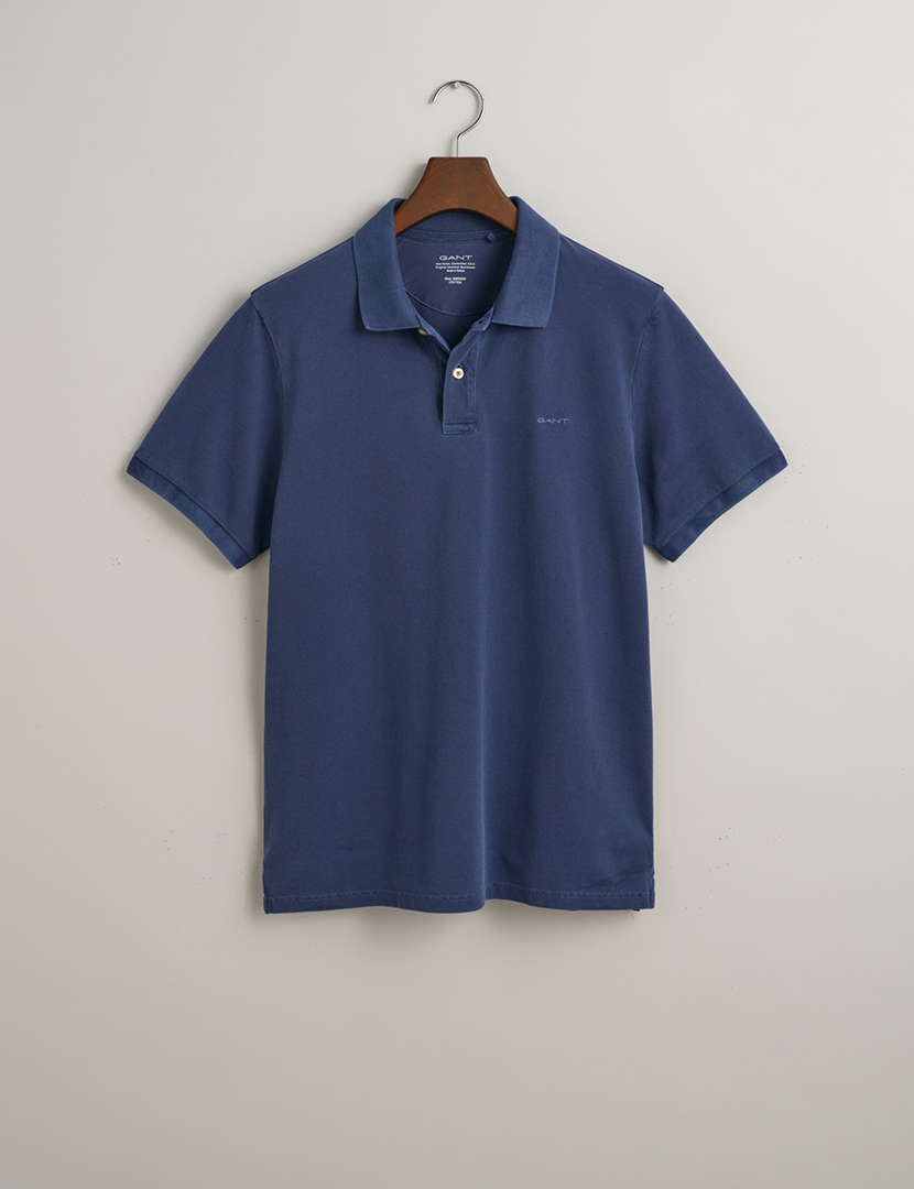 Regular Fit Sunfaded Piqué Polo Blue