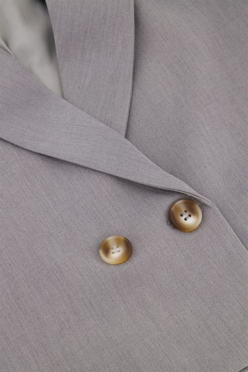 Grijze cropped blazer met korte mouw