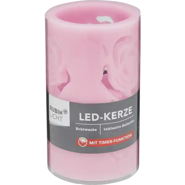 LED Kerze Cut-Out Rosen mit Timer 12,5cm