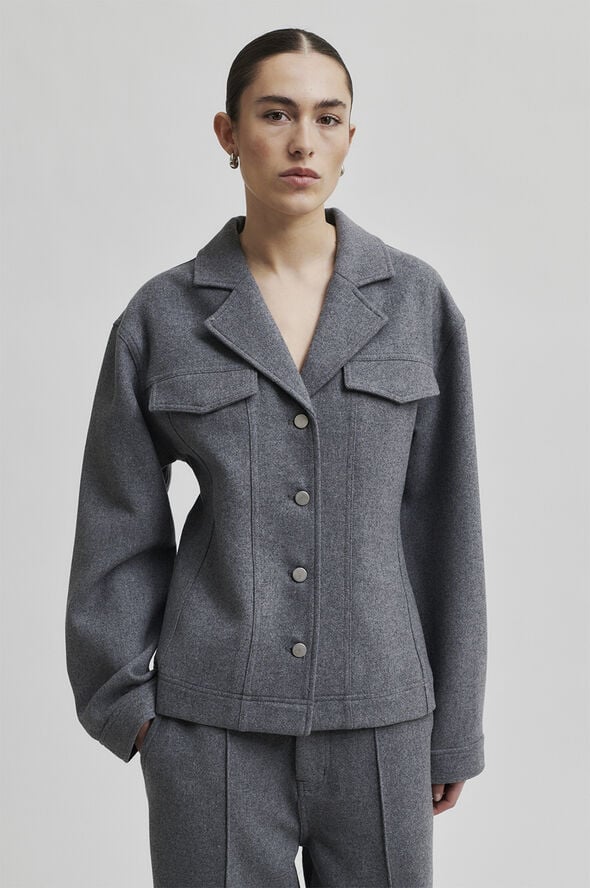 Second Female Vall Wool Shirt Grey melange