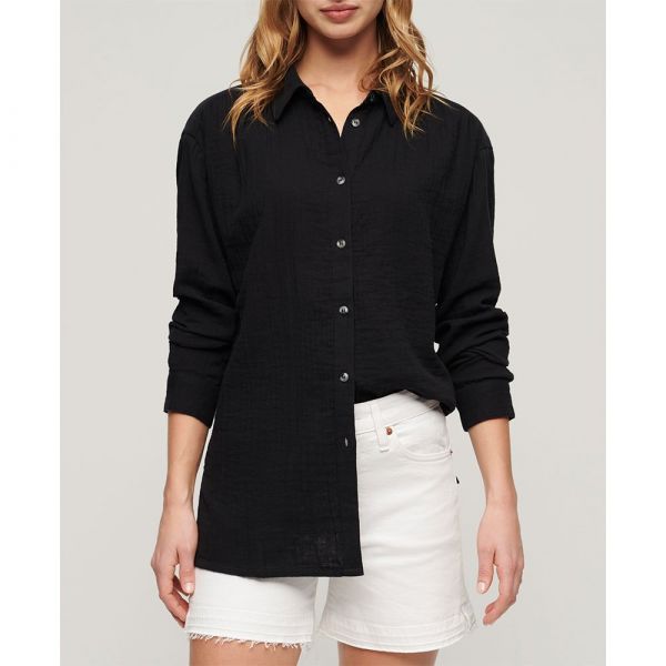 Superdry Longline Long Sleeve Shirt Preto XS Mulher