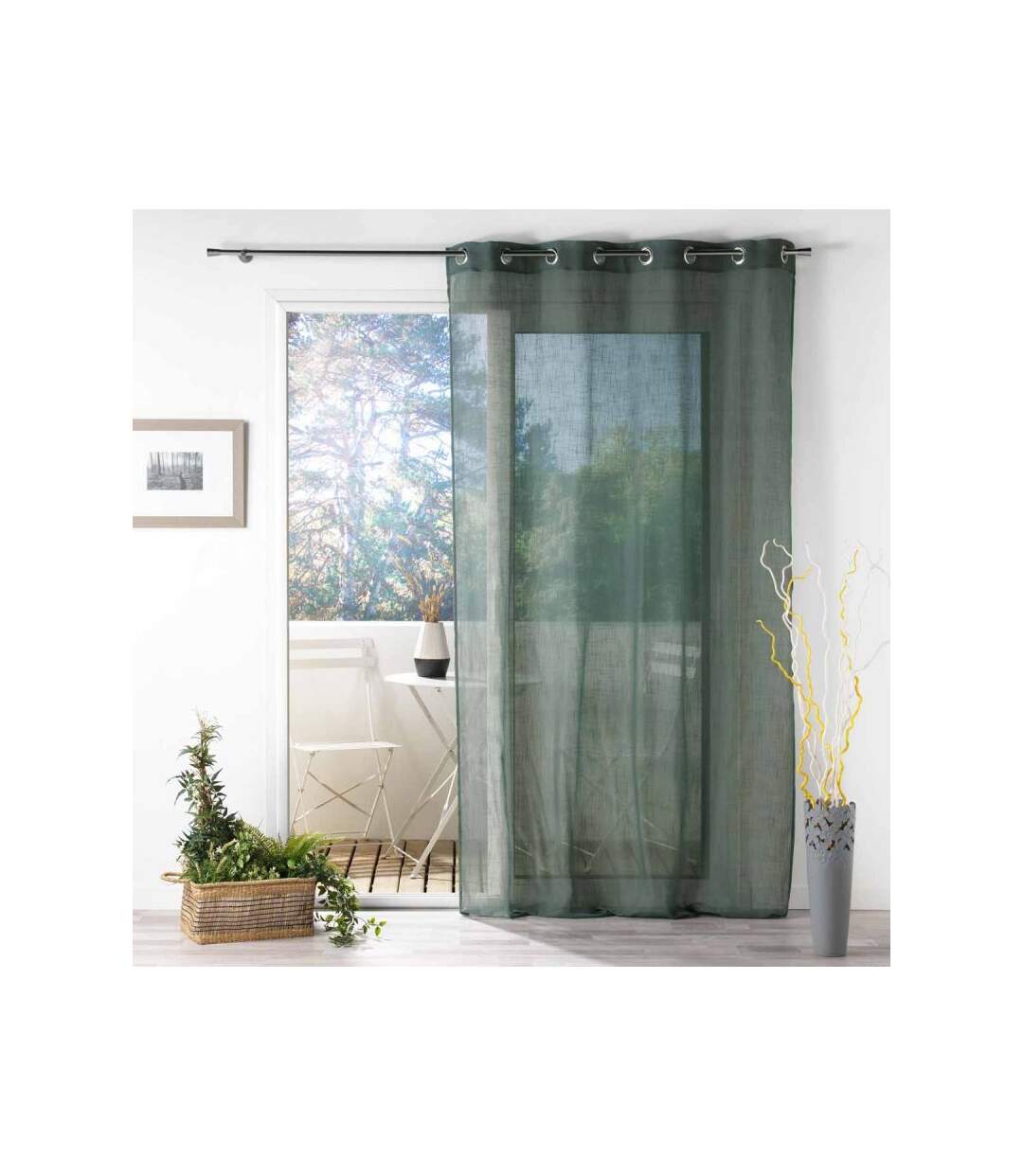 Rideau Voilage à Œillets Zazy 140x240cm Kaki