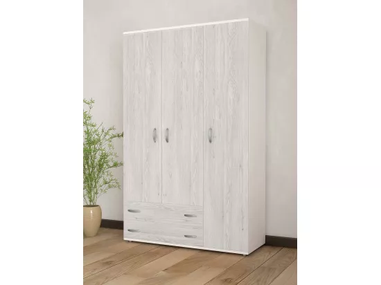 Garde-robe 3 portes Drabit, Meubles de chambre, Dressing avec portes, Armoire, Made in Italy, 120x52h170 cm, Blanc et gris