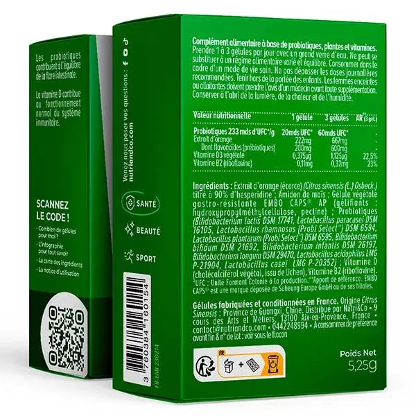 Nutri&Co Probio Pre e Probióticos para a Flora Intestinal 10 cápsulas