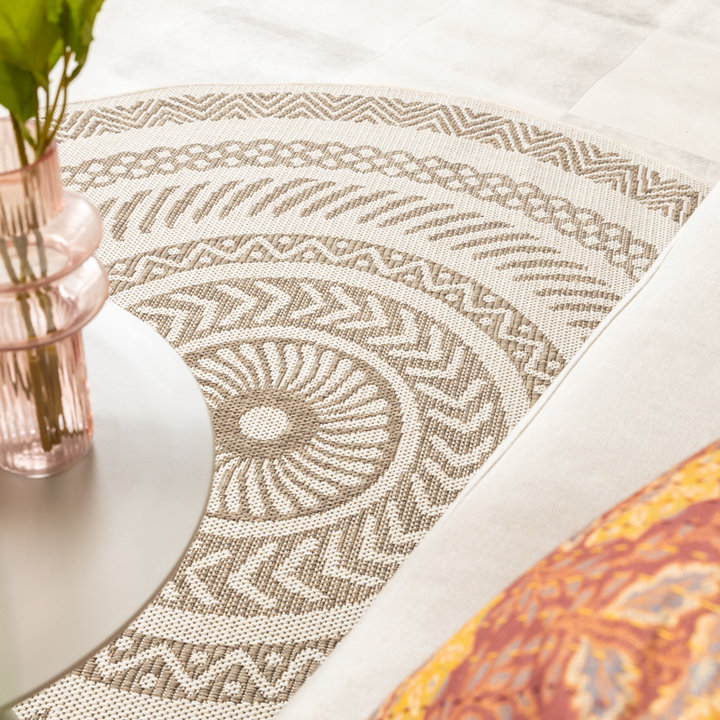 Rond jute buitenkleed - Nomad Aztec Creme | Boho