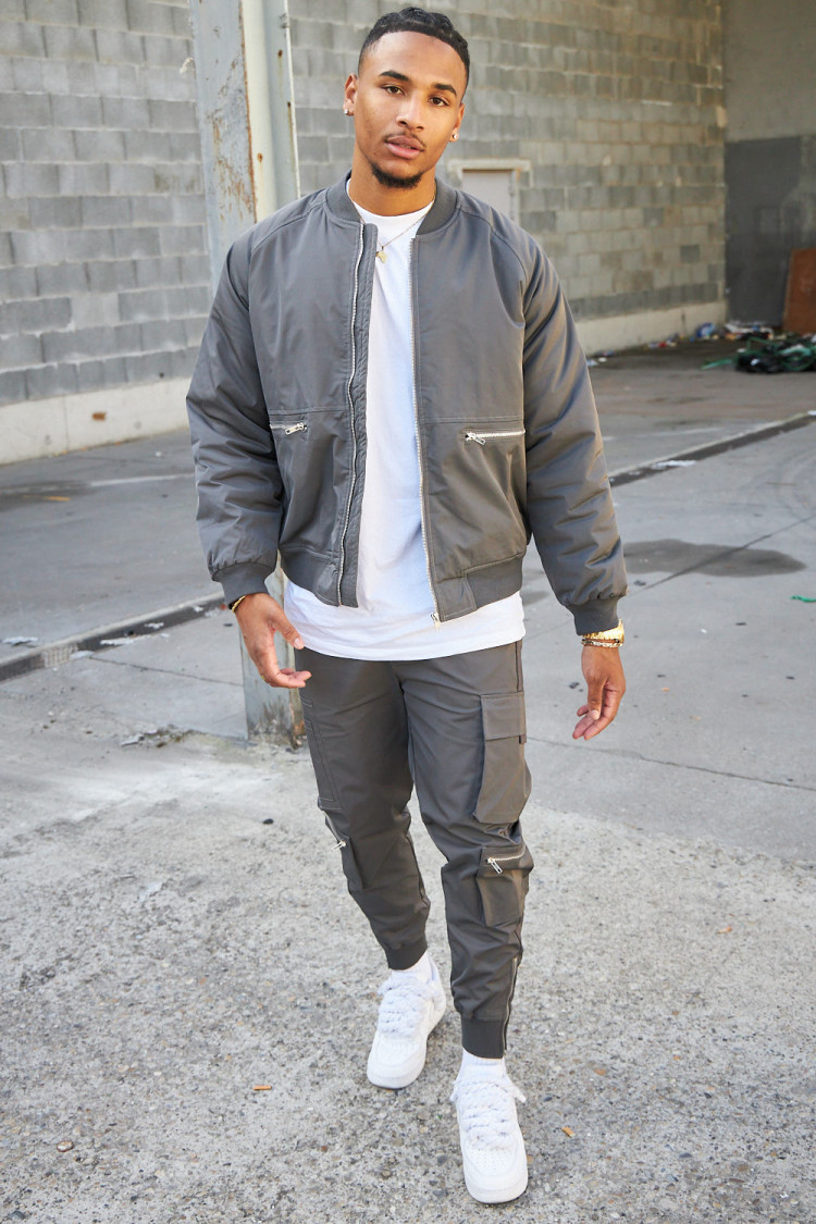 Ensemble 2 pièces bomber + pantalon gris