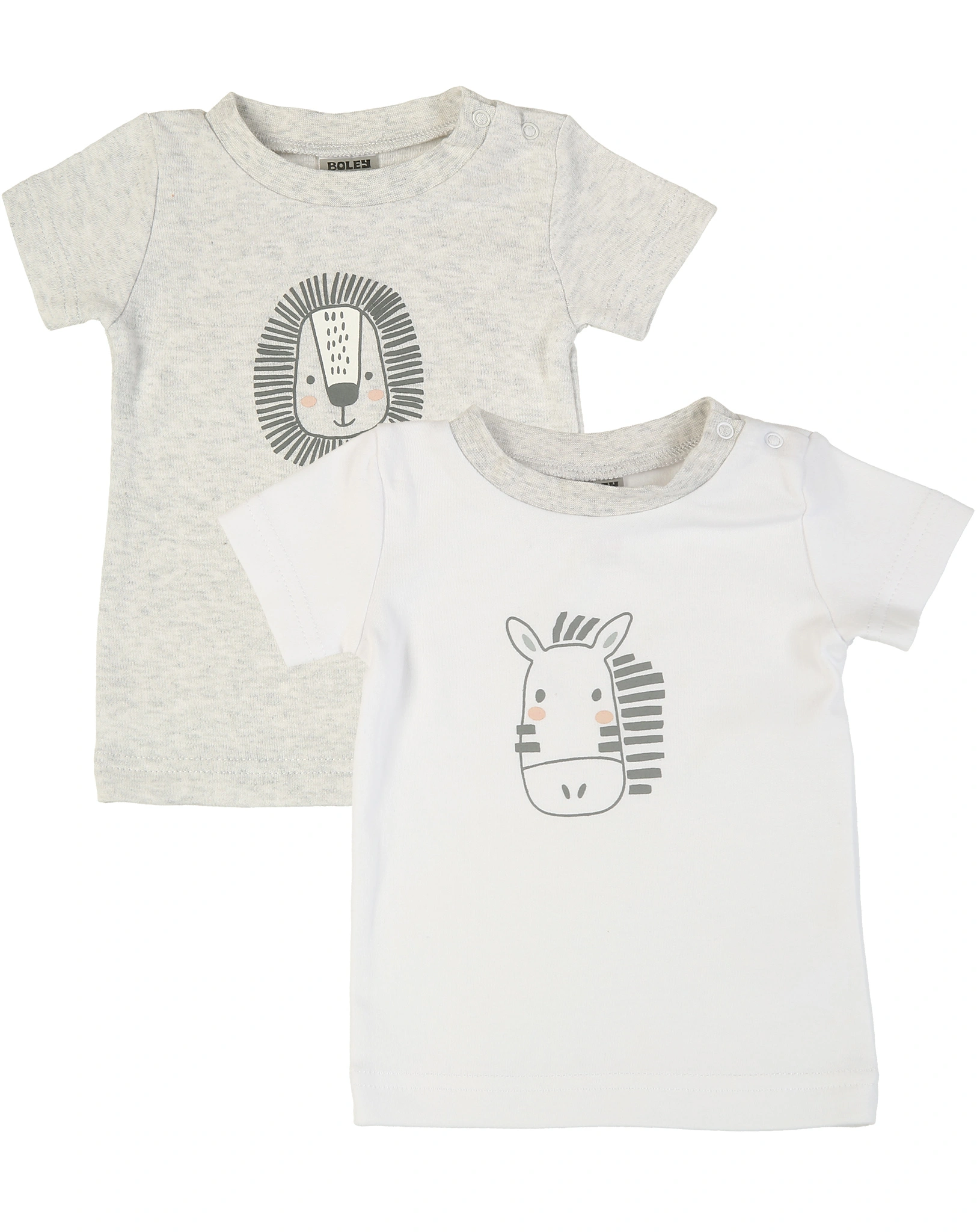 T-Shirt ZEBRA & LÖWE 2er-Pack in weiß/grau