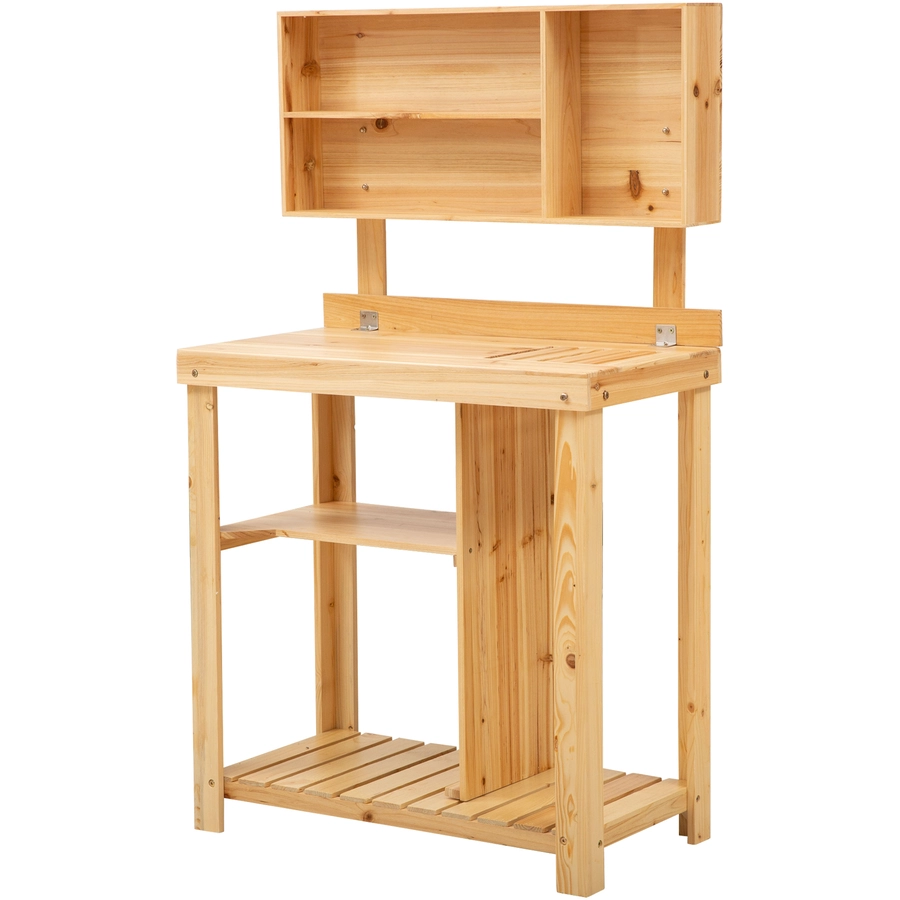 Outsunny Gärtnertisch mit Ablage natur