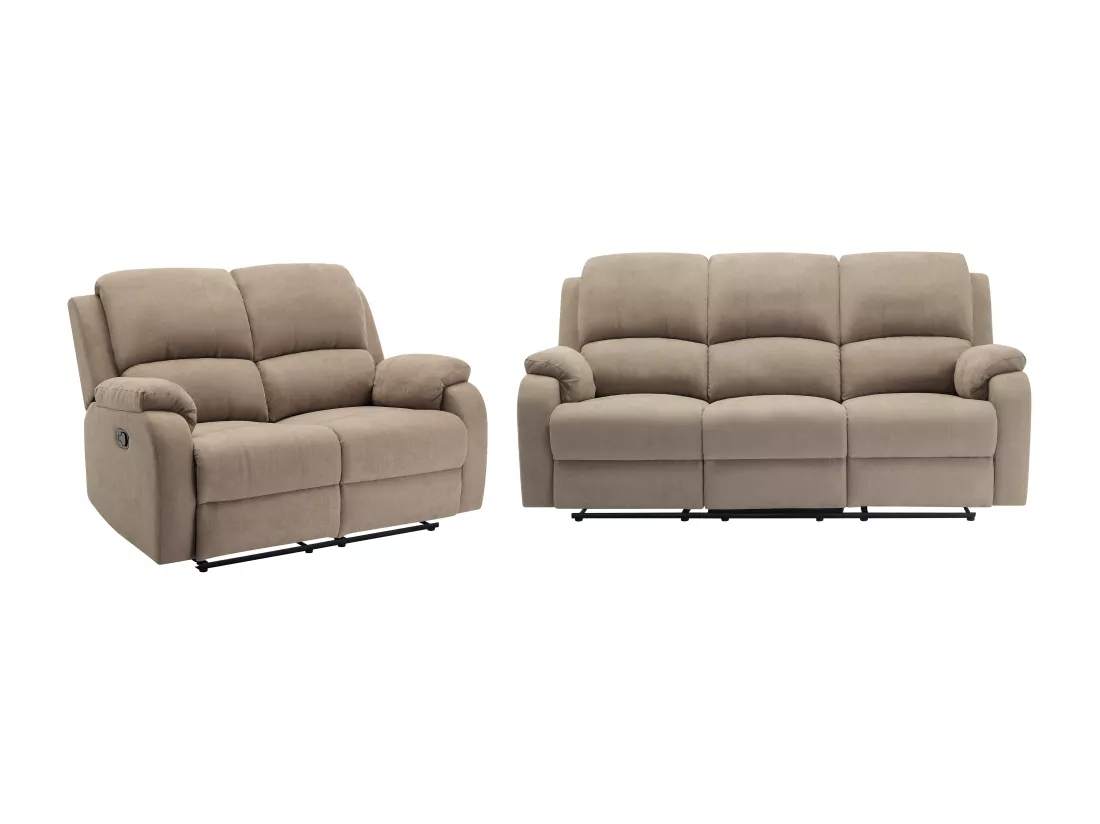 Canapé 3 places et 2 places relax en microfibre taupe BRODY