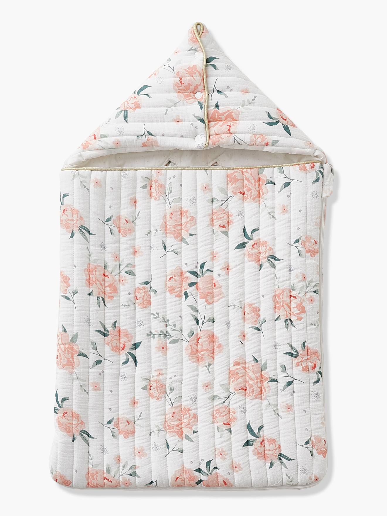 Bolsa de chiffon de algodão branco claro na cor Eau de Rose com estampa.