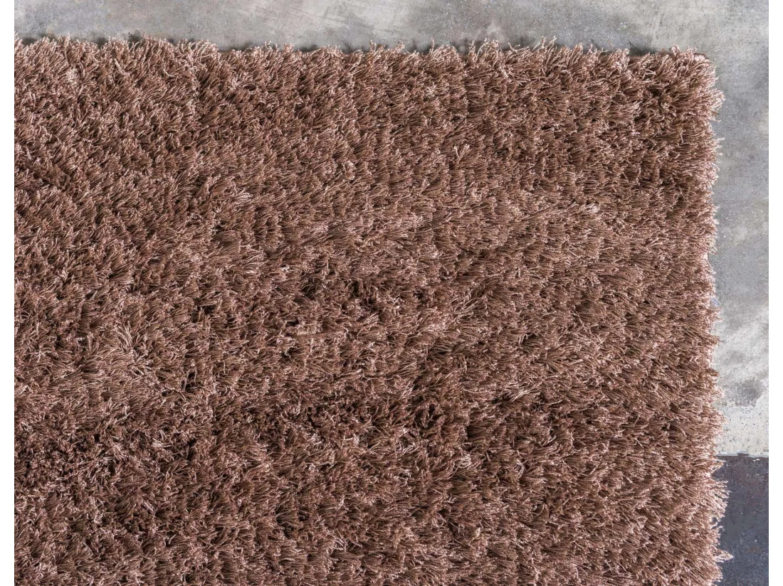 Tapis shaggy 240x240 brun Luzern