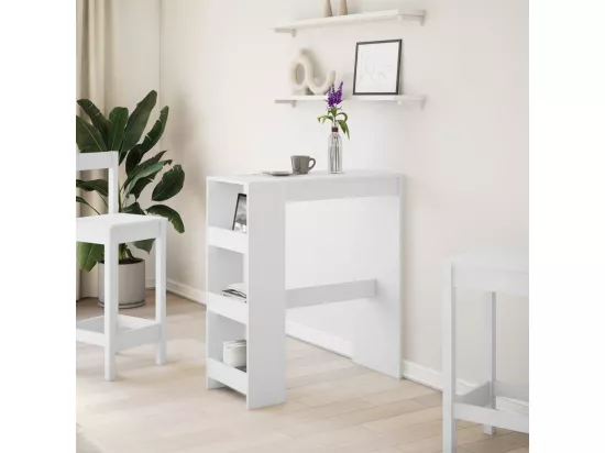 Table de bar et étagères blanc 90x40x103,5 cm bois d'ingénierie