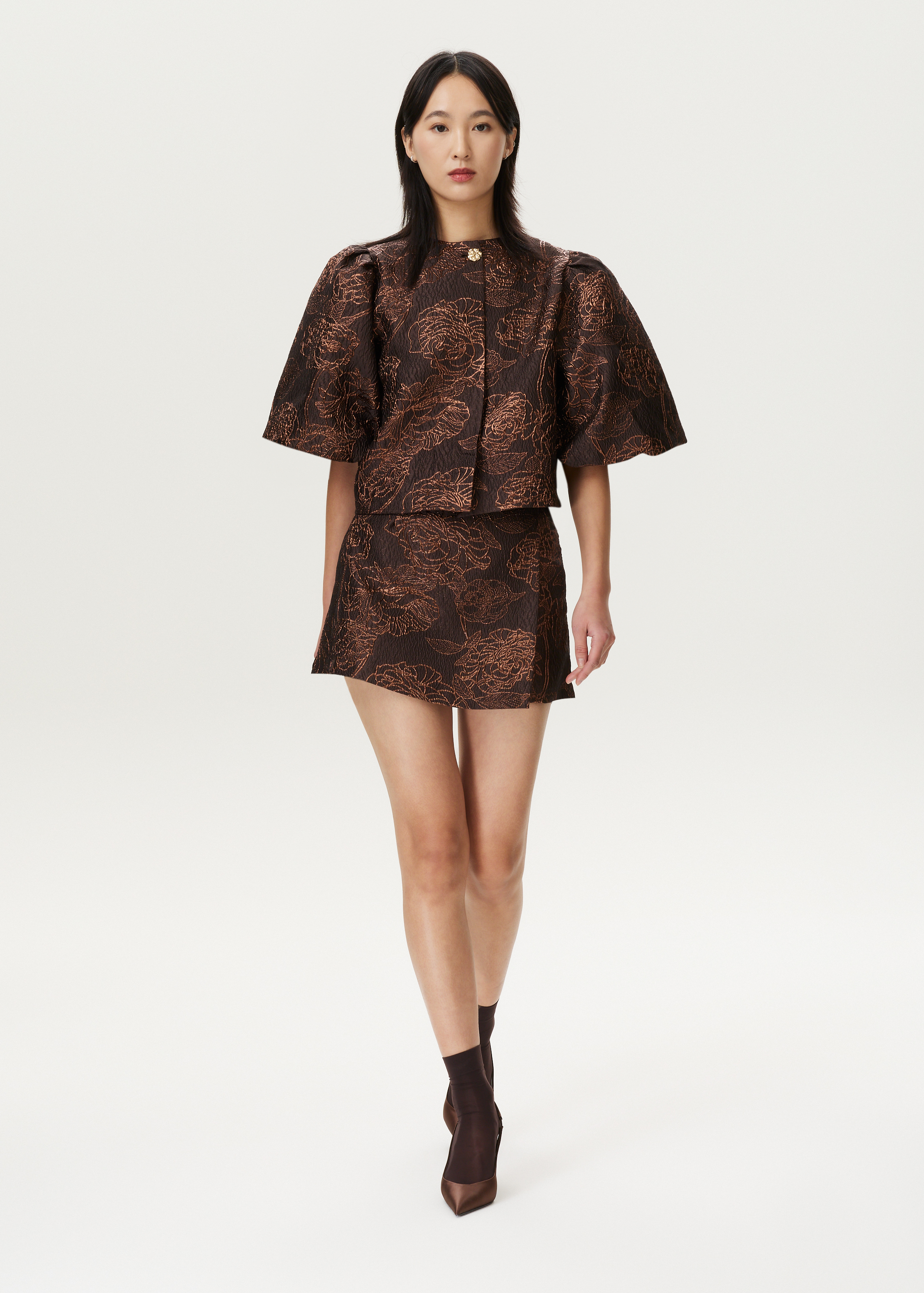 Skort jacquard met bloemen