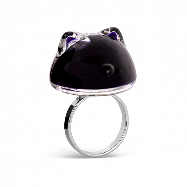 Bague en verre soufflé - Chat Bulle Medium Milk