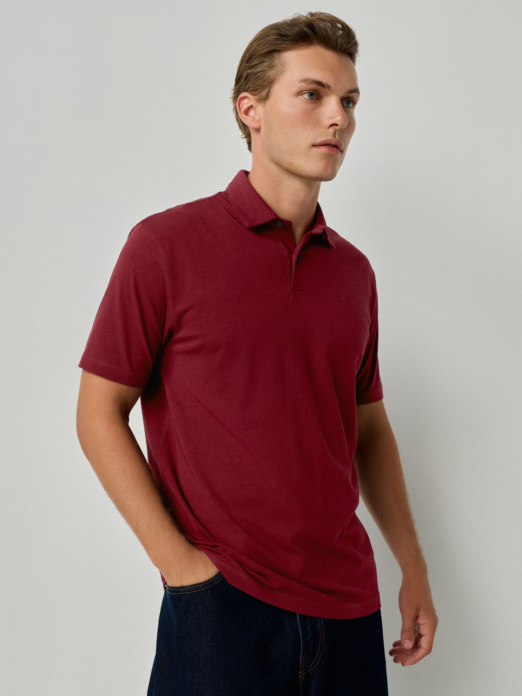 Marineblauw/groen/bordeauxrood/geometrisch - Set van 3 jersey poloshirts met korte mouwen