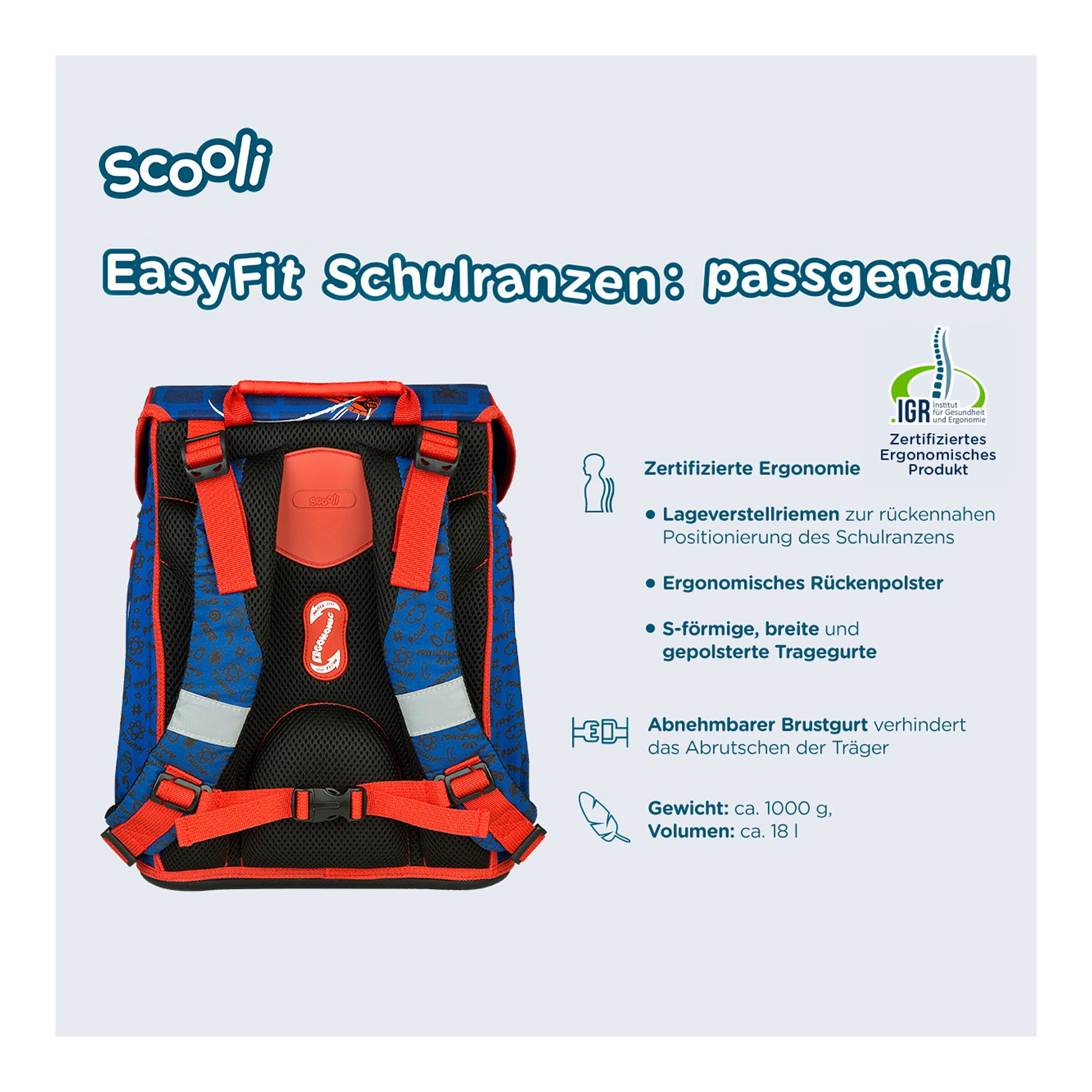 Scooli Schulranzen Set EasyFit 5-tlg. blau/rot - Spider-Man
