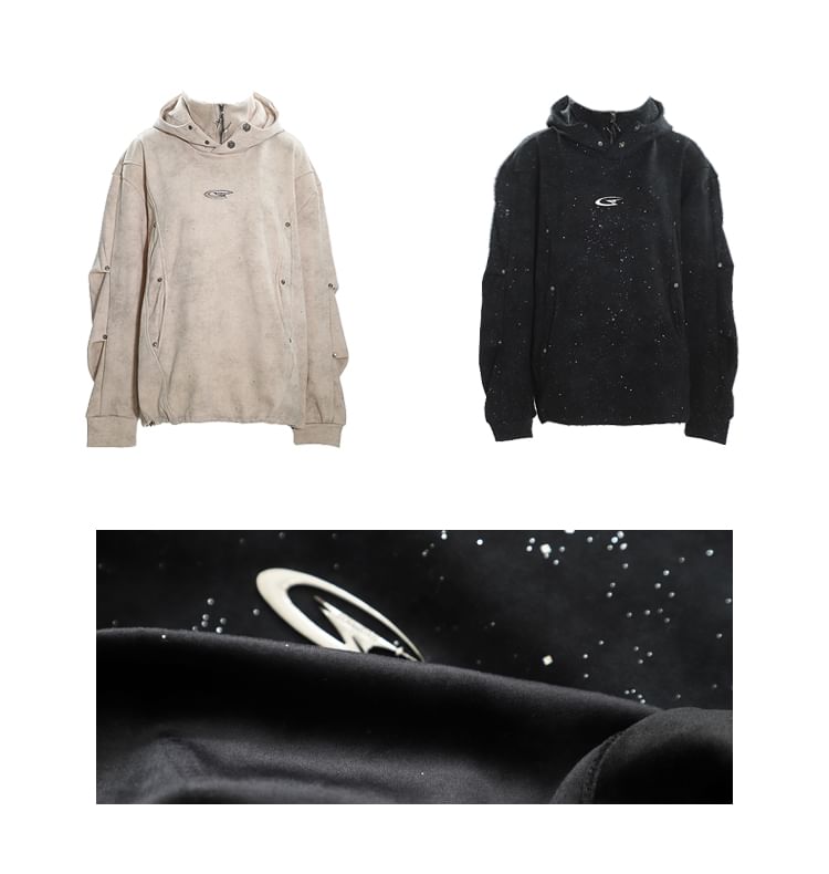 SPUCIKLEI - Hoodie met glitterpaneel en halve rits en opstaande kraag