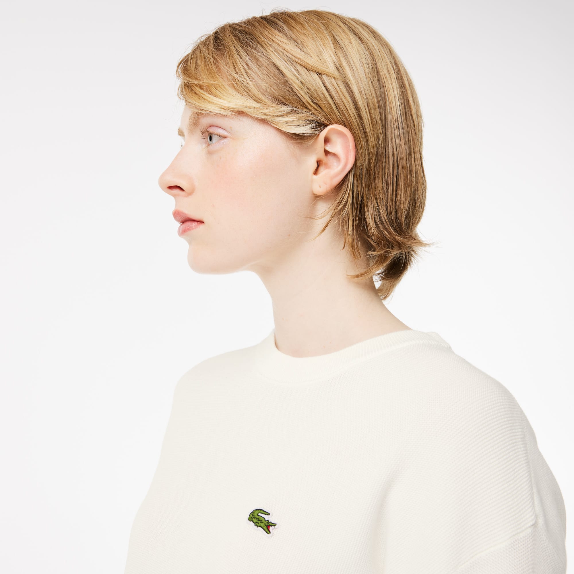 Pull col rond femme Lacoste en coton biologique Pullovers - Blanc - Lacoste - Femme