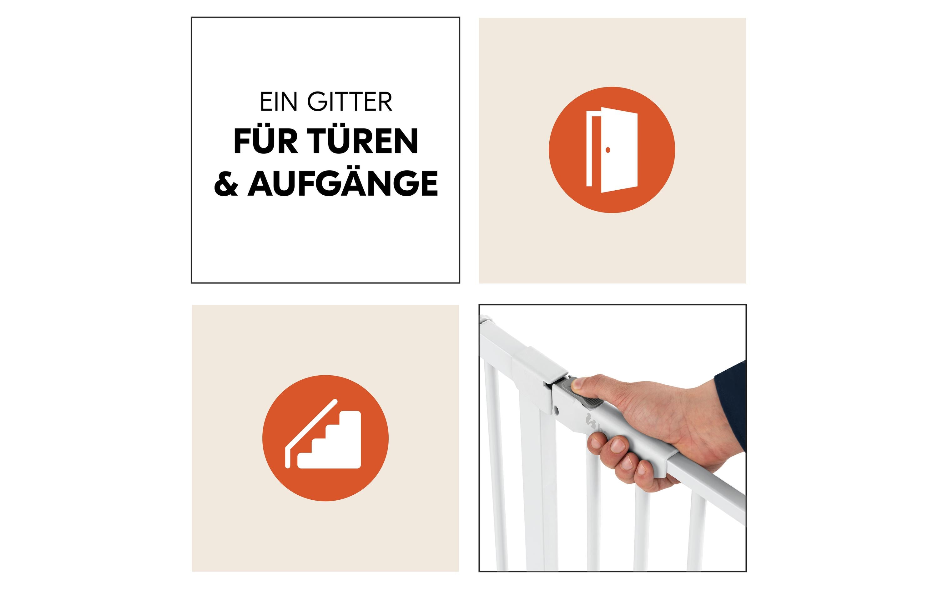 Türschutzgitter Clear Step Autoclose 2 Weiss 75 cm - 80 cmBarrierefreies, automatisch schliessendes Tür- und Treppenschutzgitter-Set