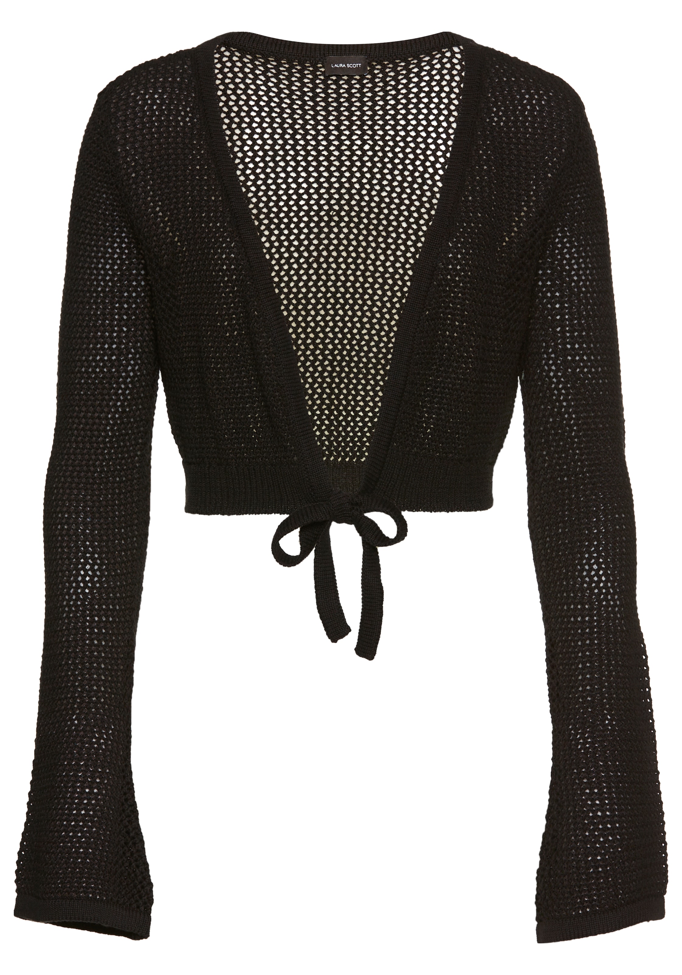 Laura Scott Ajourstrickjacke , in Netzstrickoptik in Bolero-Länge