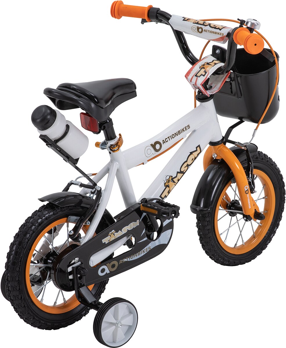 Actionbikes Kinderfahrrad Timson 12 Zoll, V-Brake-Bremsen, höhenverstellbar, Stützräder, Korb
