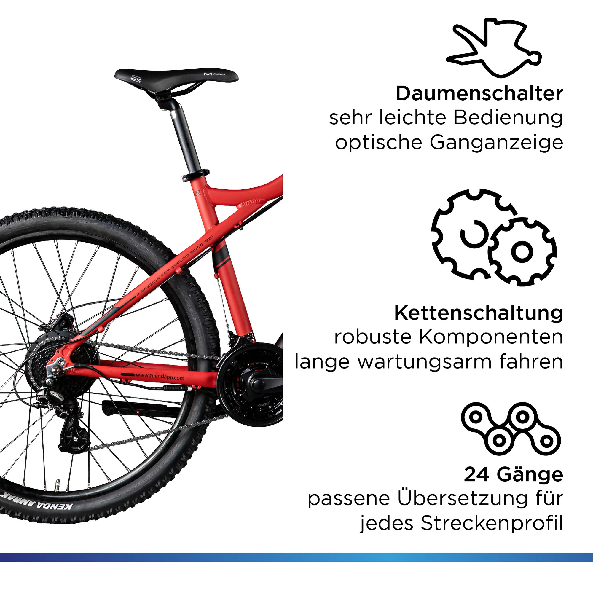 Zündapp Z898 E-Bike E Mountainbike 27,5 Zoll Pedelec 170 - 190 cm Hardtail MTB 24 Gang rot
