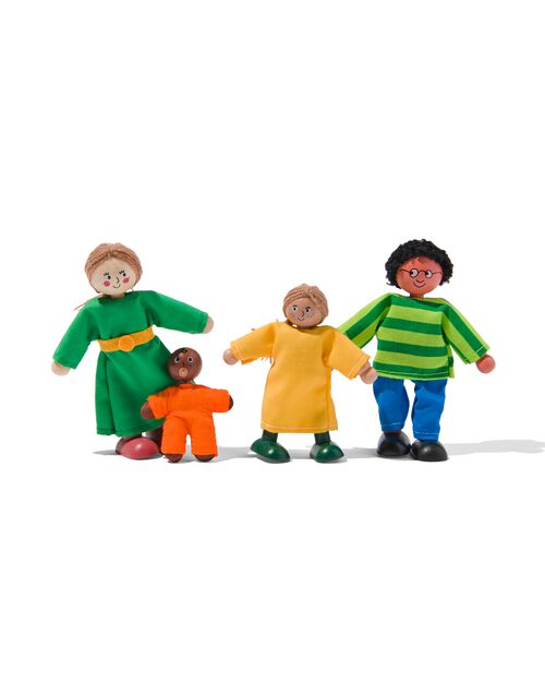 famille de 4 poupées en bois pour maison de poupées