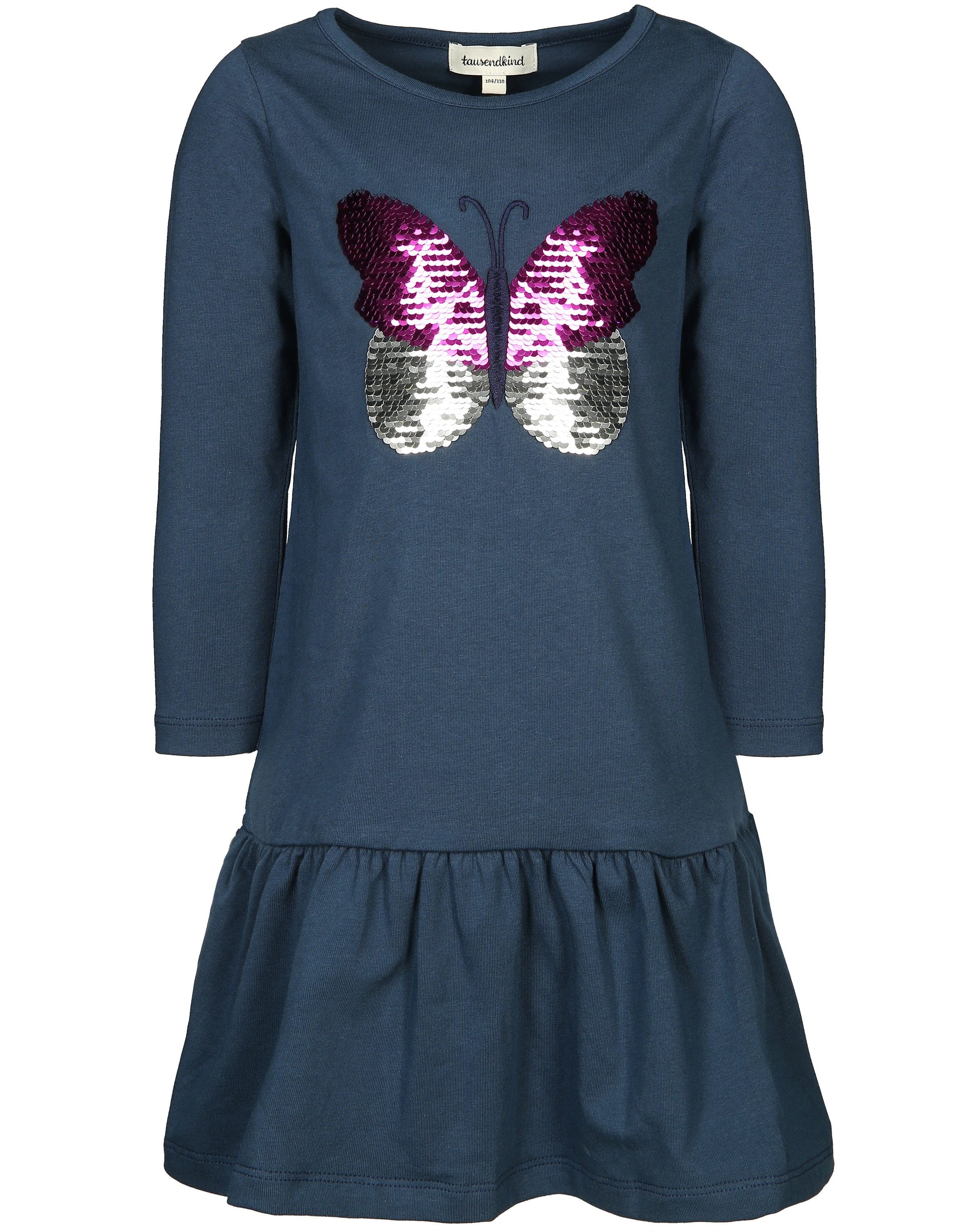 Langarmkleid SCHMETTERLING mit Wendepailletten in dunkelblau