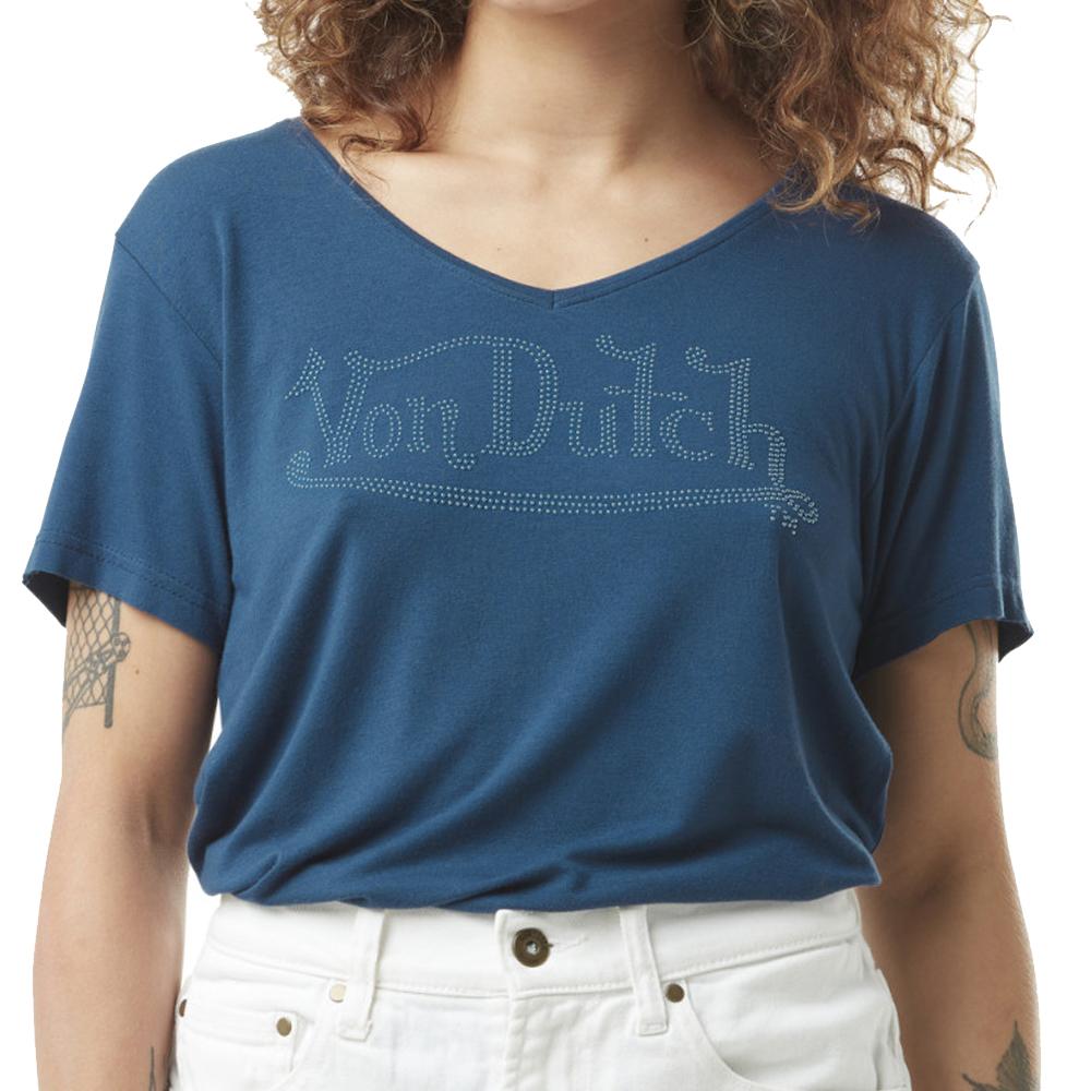 Von Dutch T-shirt Bleu Femme Von Dutch Slub M