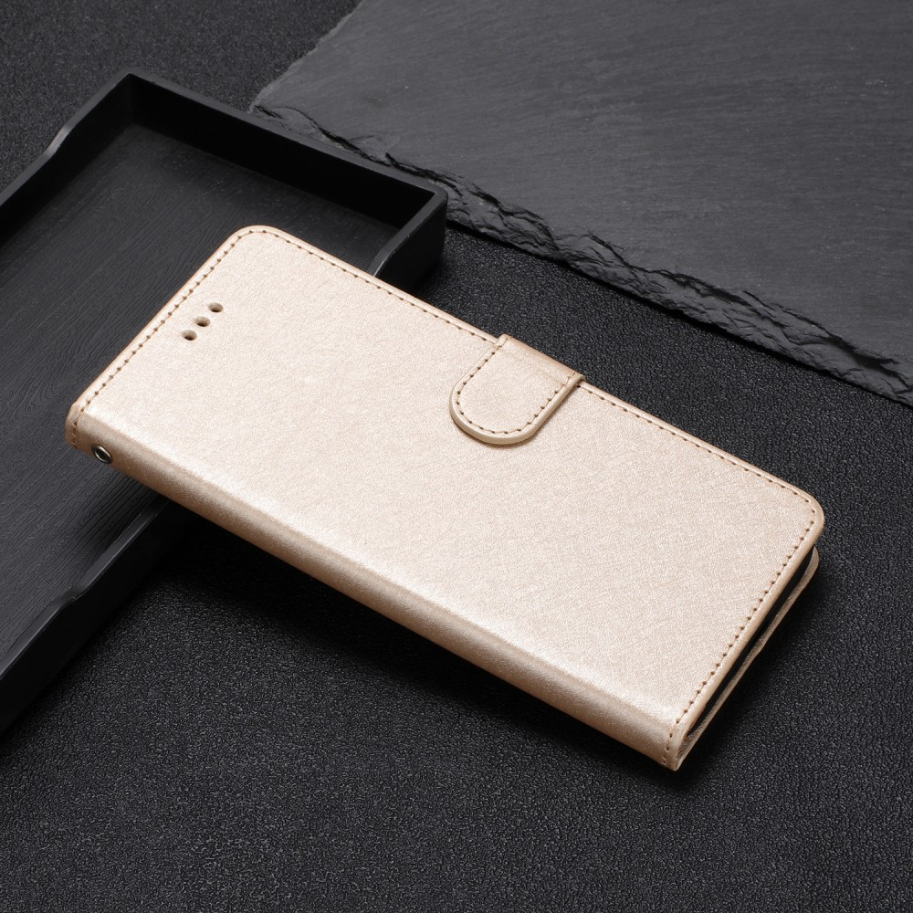 iPhone 15 Pro Leder Tasche Flipcover Wallet mit Kartenfächern - Gold