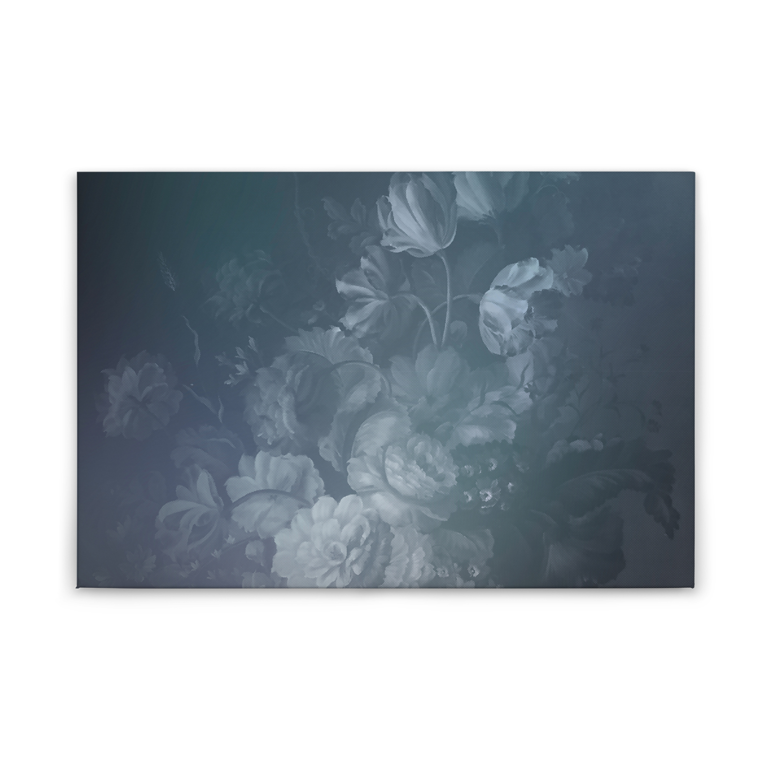 Leinwandbild PASTELLIGE BLUMEN - blau - 90x60 cm