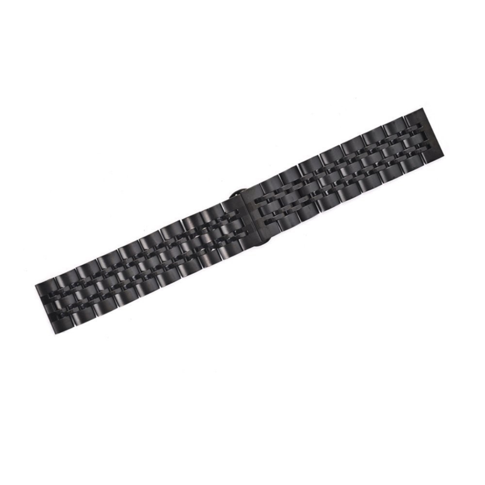 Klassisches Edelstahl Uhrenarmband mit Butterfly-Verschluss (Stegbreite: 22 mm) - Schwarz