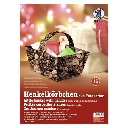 URSUS Bastelset Henkelkörbchen aus Fotokarton Tannenzapfen